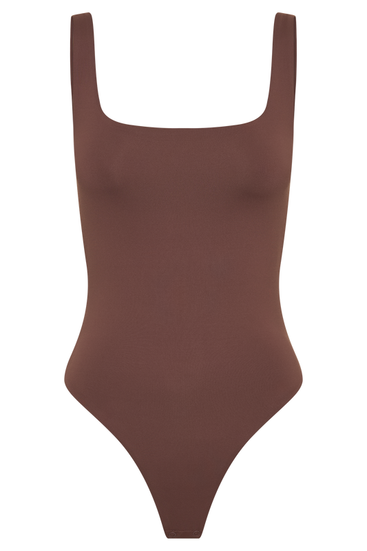 Charlie Recycled Nylon Scoop Neck Bodysuit - Mocha