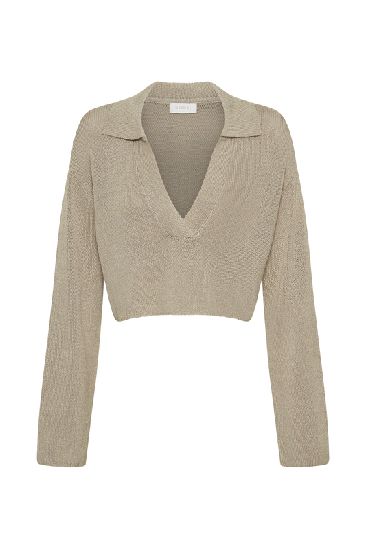 Carlota Collared Knit Jumper - Taupe