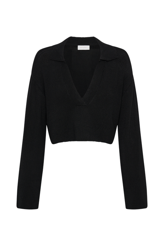 Carlota Collared Knit Jumper - Black