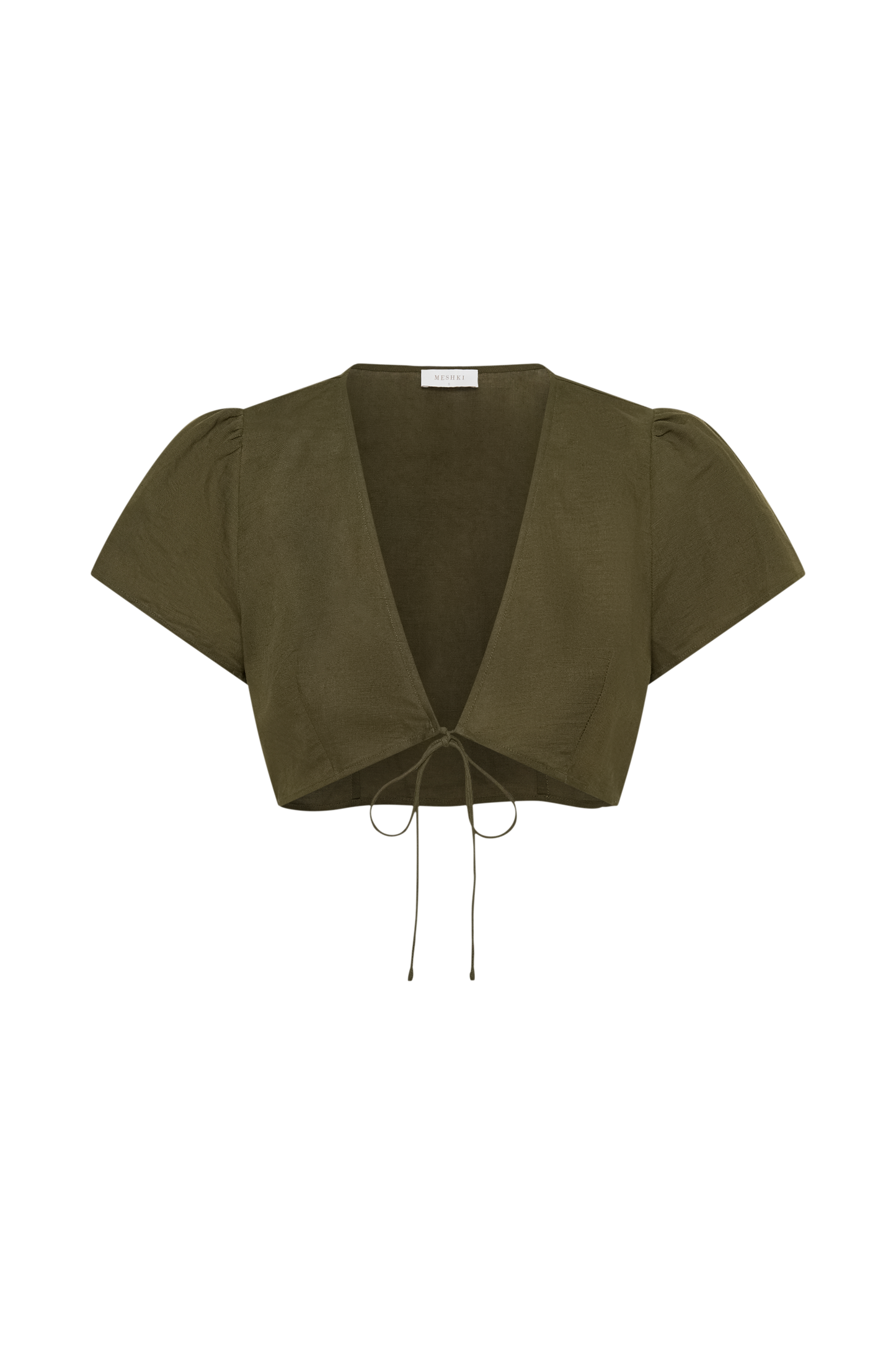 Fatima Linen Crop Top - Khaki