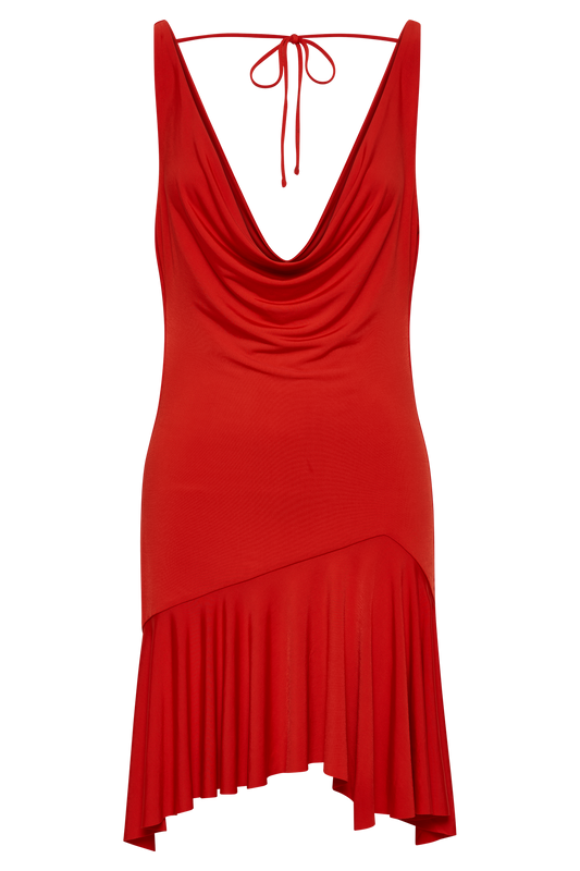 Floriana Ruffle Mini Dress - Vermilion Red