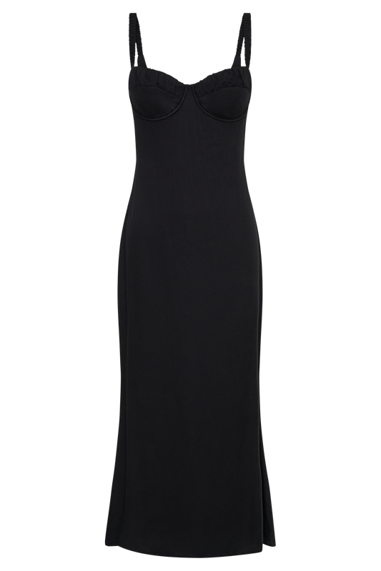 Constance Cupped Midi Dress - Black