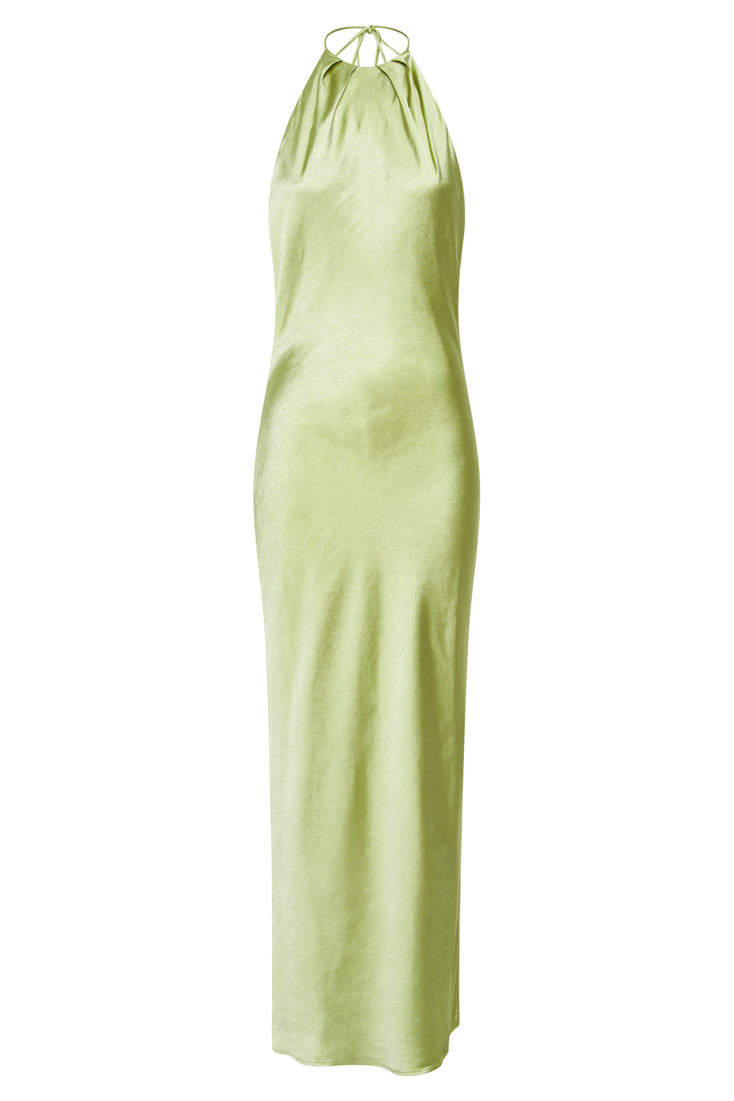 Sammy Satin Halter Maxi Dress - Pistachio