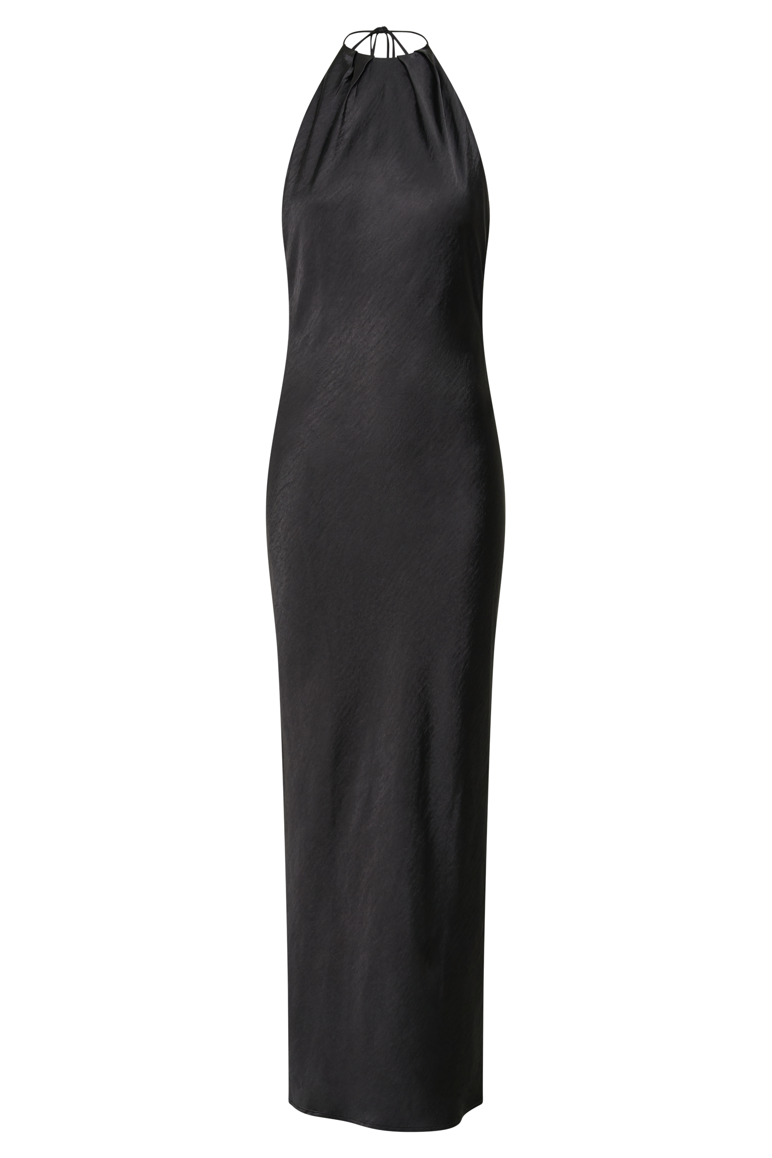 Sammy Satin Halter Maxi Dress - Black | MESHKI U.S