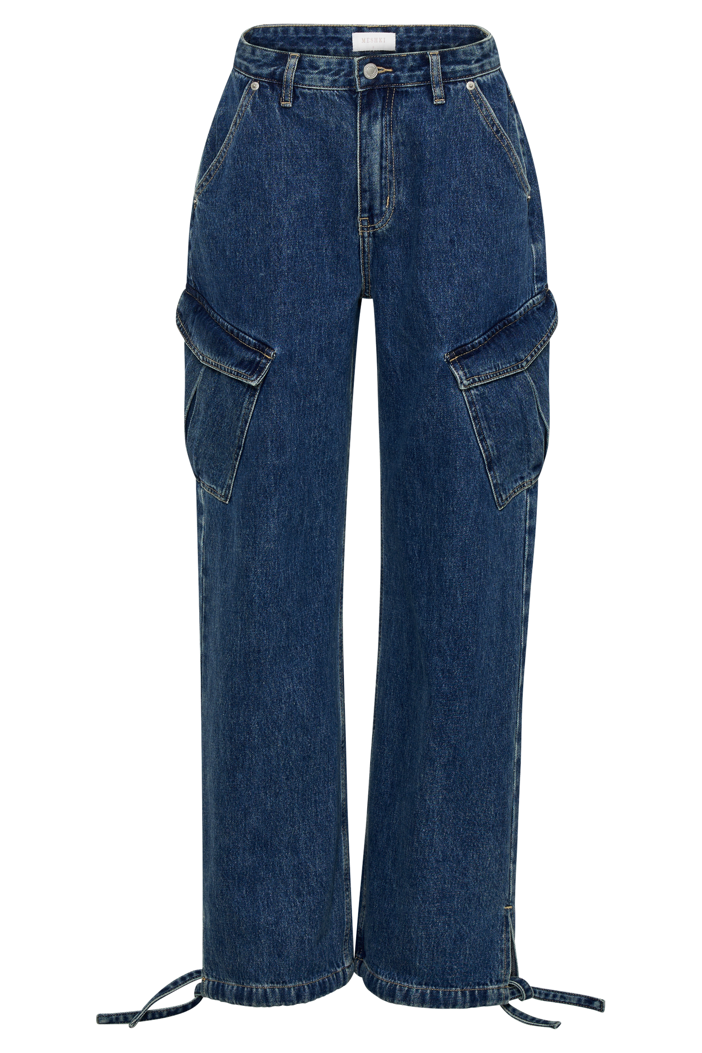 Thelma Relaxed Denim Cargo Pants - Dark Blue