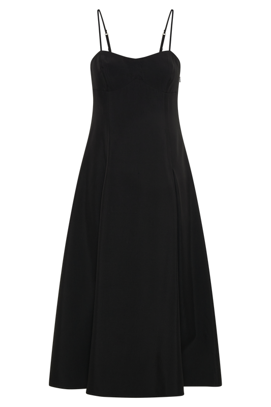 Alaina A-Line Midi Dress - Black