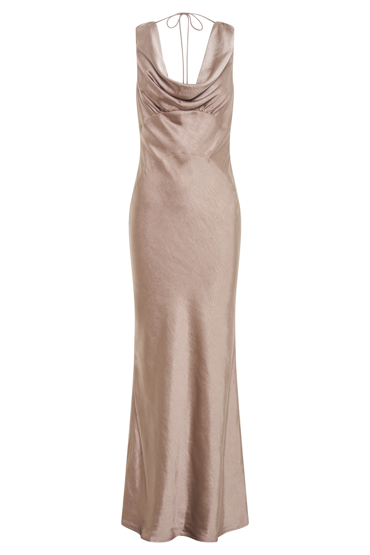 Angelique Satin Cowl Back Maxi Dress - Taupe