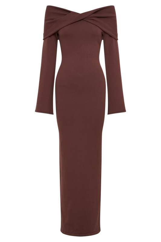 Kenny Long Sleeve Knit Dress - Chocolate