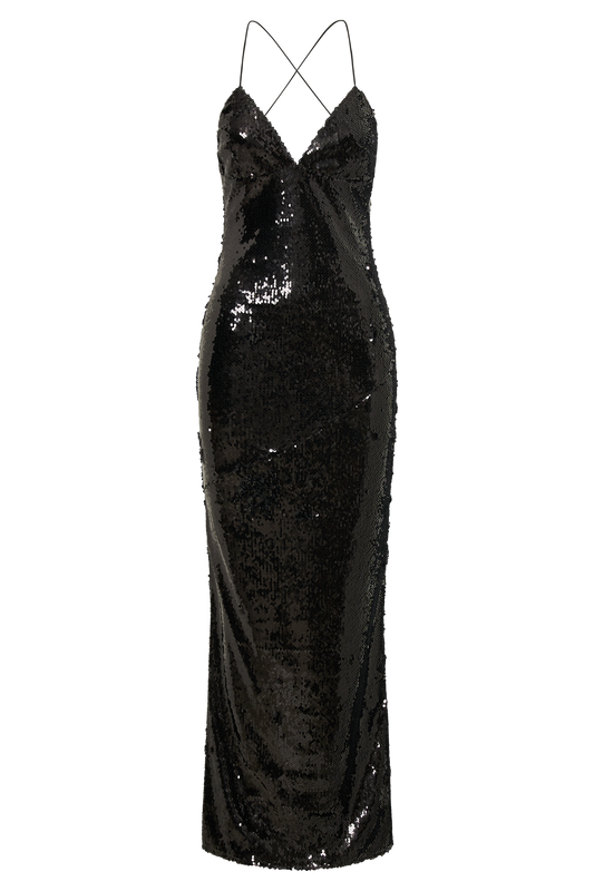 Gracie Sequin Maxi Dress - Black