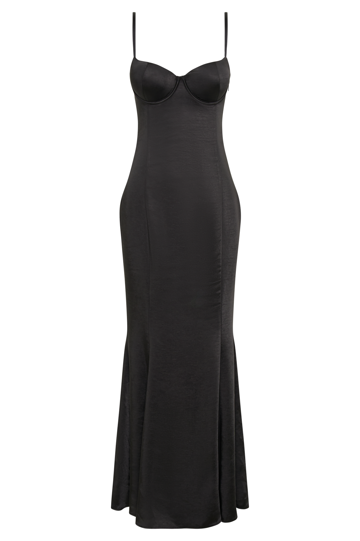 Katya Cupped Satin Maxi Dress - Black