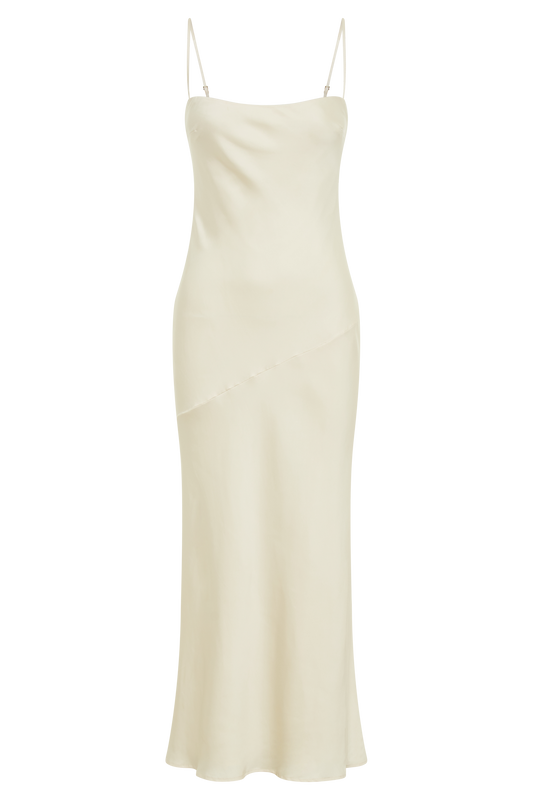 Brynlee Low Back Satin Maxi Dress - Sand