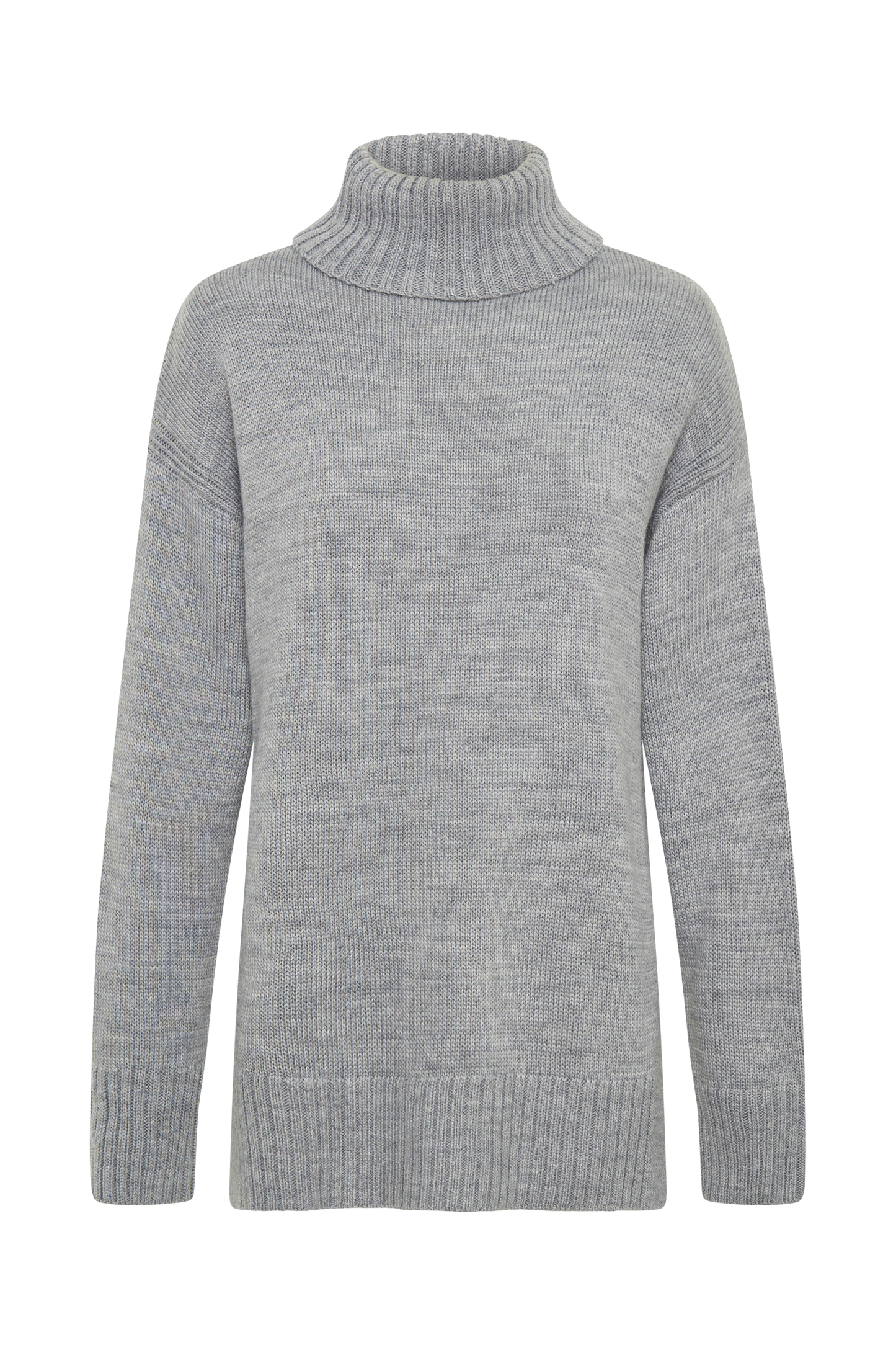 Brittany High Neck Knit Jumper - Grey Marle