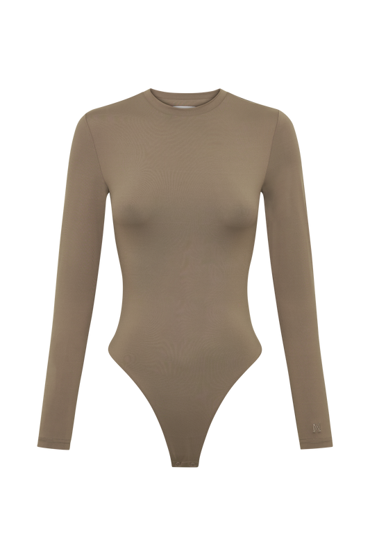 Delilah Long Sleeve Crew Neck Bodysuit - Coco