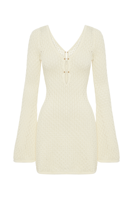 Kayleigh Crochet Knit Mini Dress - White