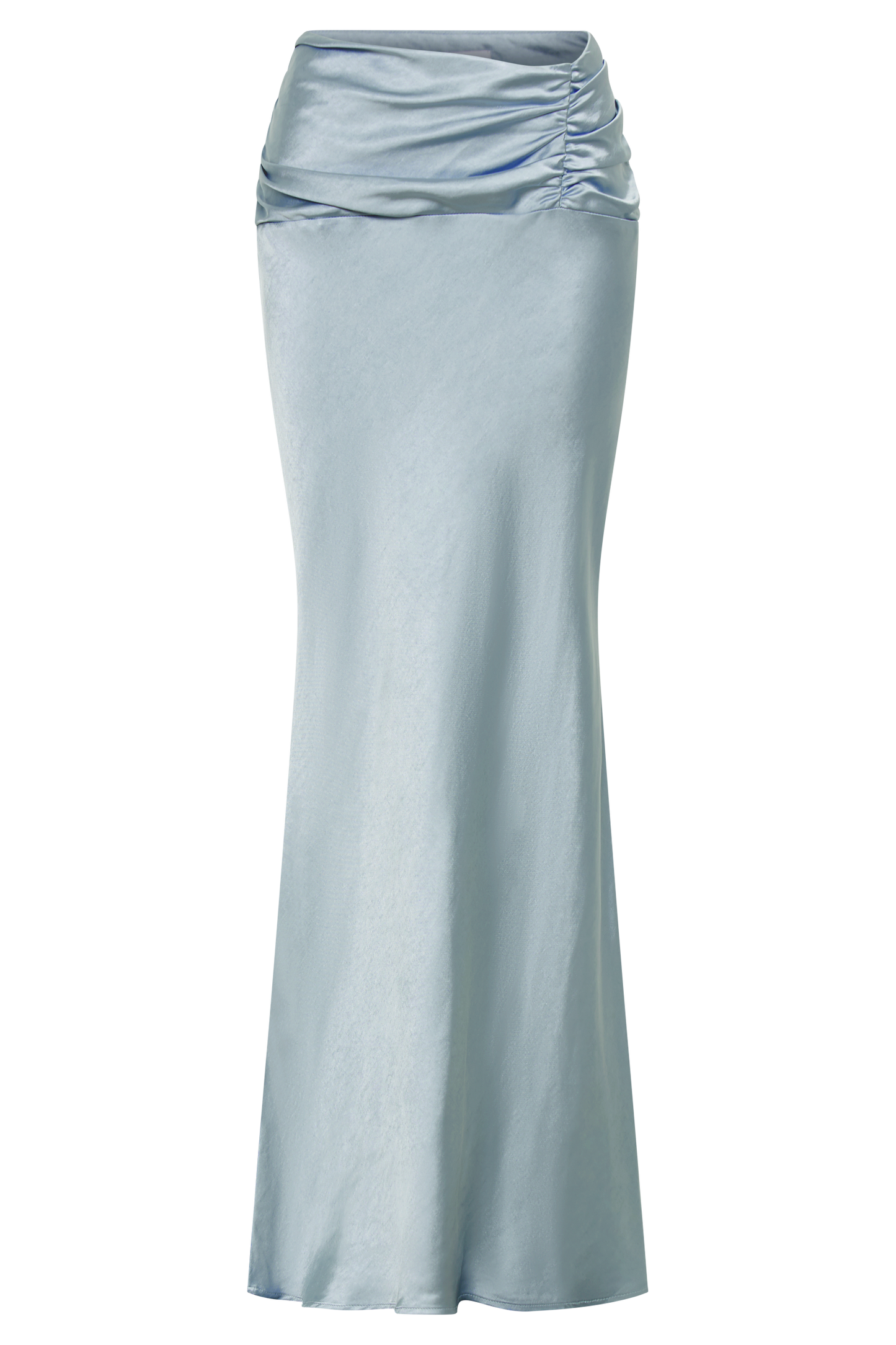 Khalani Ruched Satin Maxi Skirt - Ice Blue