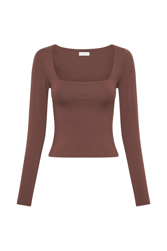 Bridget Recycled Nylon Long Sleeve Top - Mocha