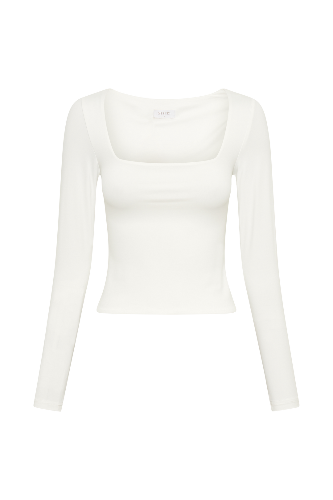 Bridget Recycled Nylon Long Sleeve Top - White- MESHKI U.S