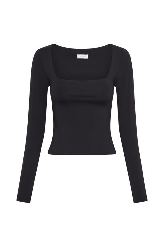 Bridget Recycled Nylon Long Sleeve Top - Black