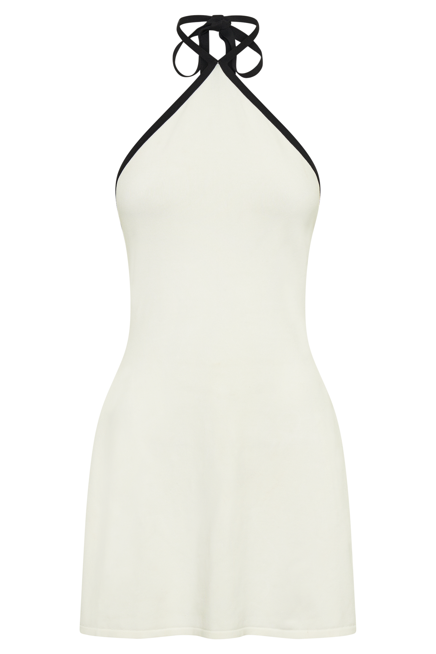 Grettel Contrast Halter Knit Mini Dress - White