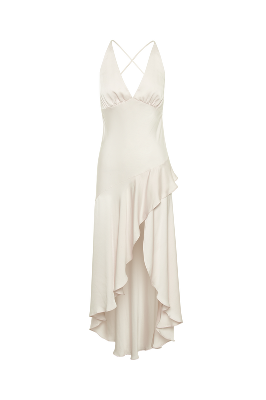 Casey Satin Midi Dress - Ivory