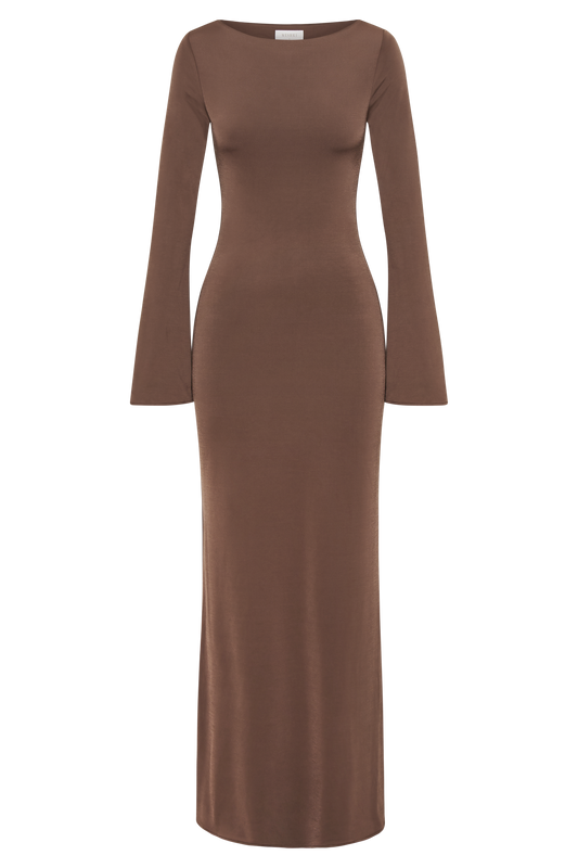 Tarna Slinky Fishtail Maxi Dress - Mocha