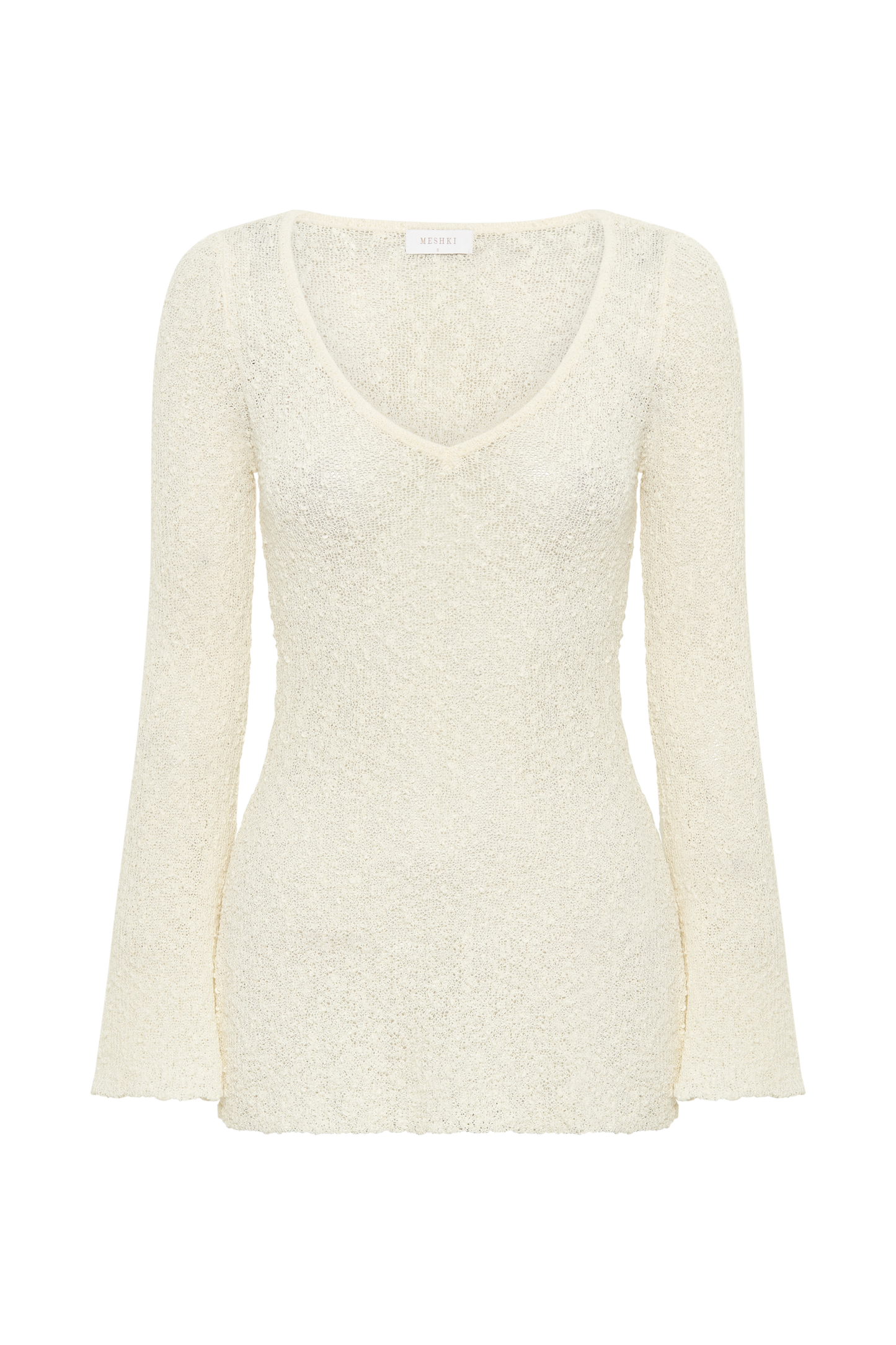 Liz Boucle Long Sleeve Top - Cream