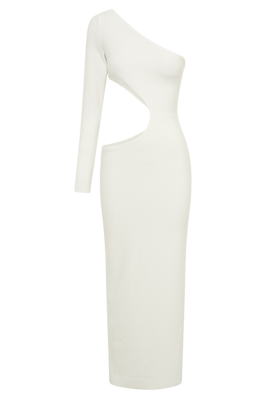 Alisson Hot Fix Crepe One Shoulder Maxi Dress - White