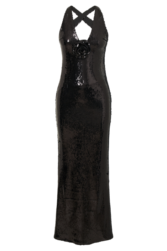 Eliza Rose Sequin Maxi Dress - Black