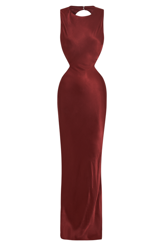 Electra Satin Cut Out Maxi Dress - Berry