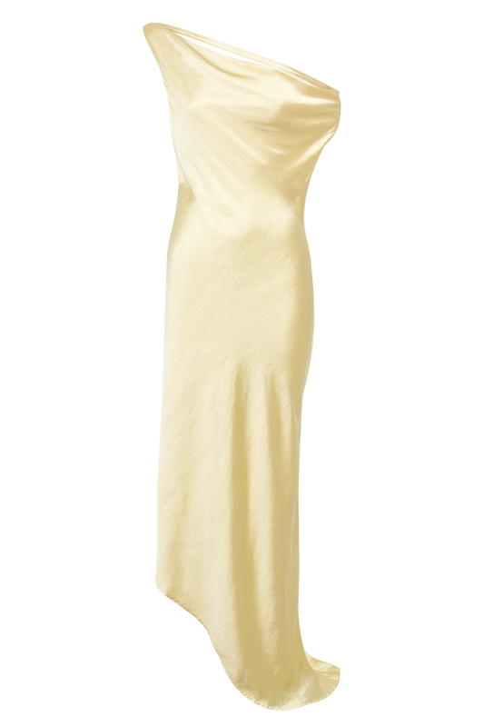 Yvette Slip Maxi Dress With Asymmetrical Hem - Butter