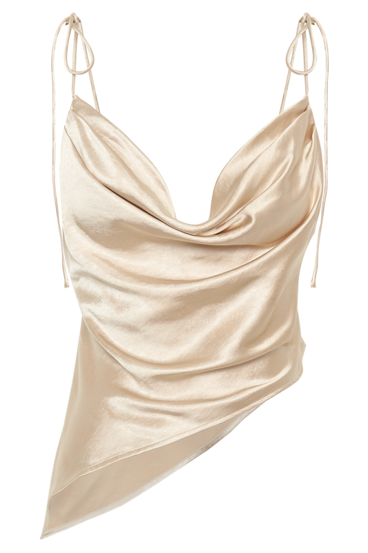 Zavani Asymmetrical Satin Camisole - Gold