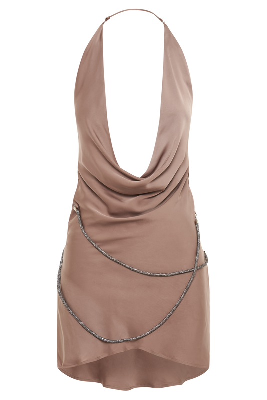 Emilia Diamante Rope Mini Dress - Mocha