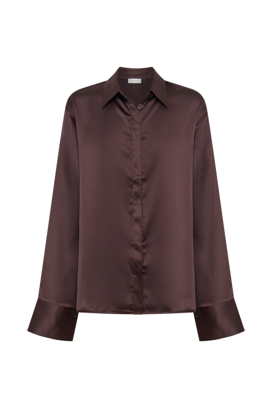 Nori Satin Shirt - Plum