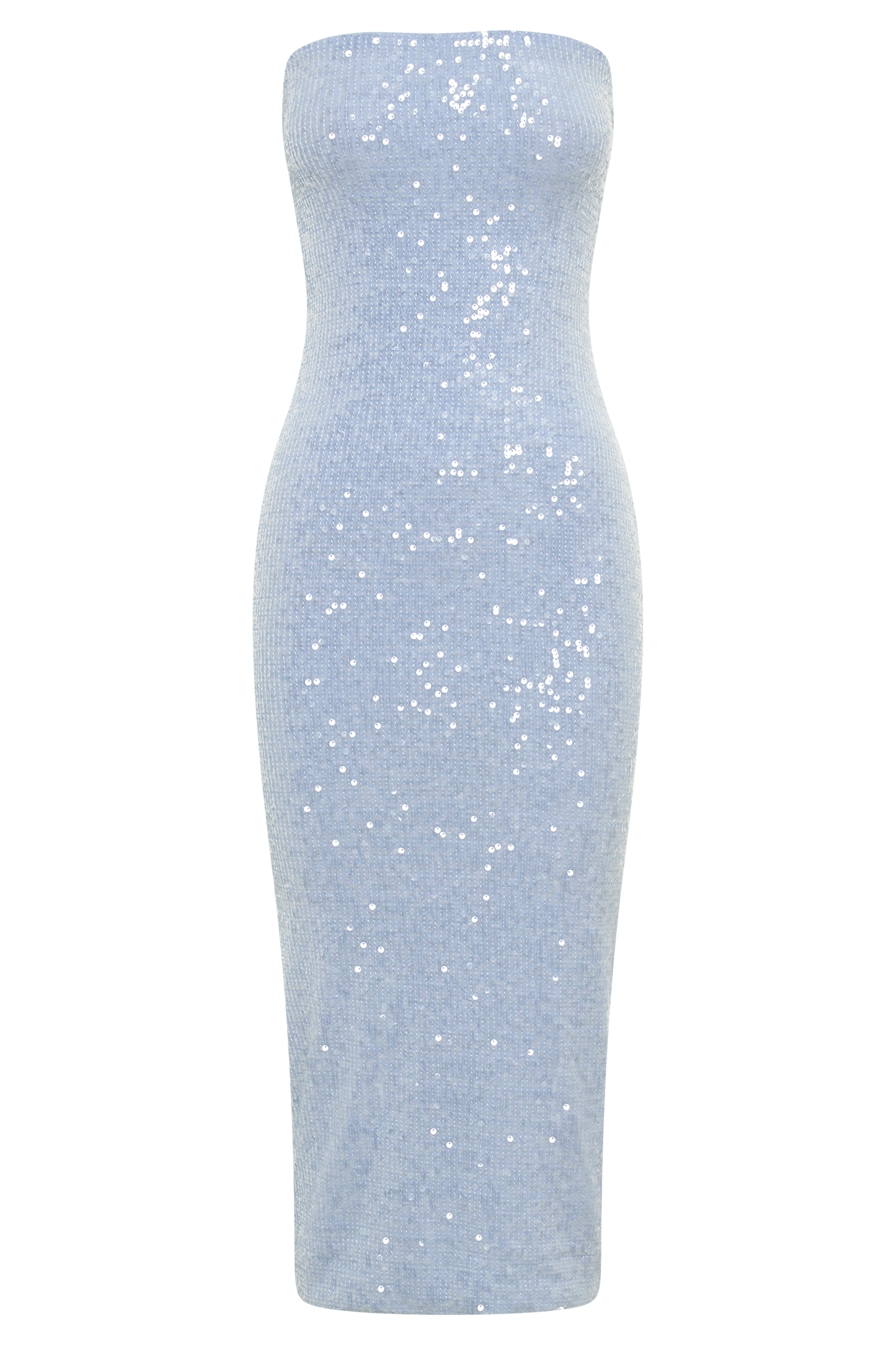 Nevada Strapless Sequin Midi Dress - Ice Blue