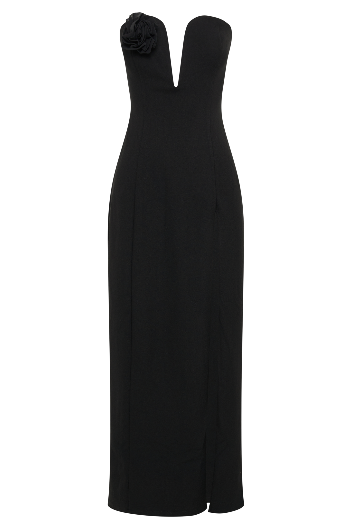 Haven Strapless Rose Maxi Dress - Black