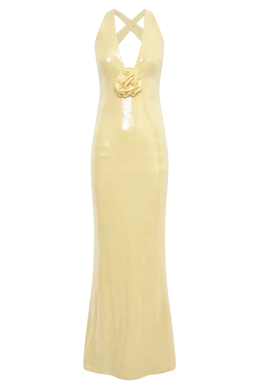 Eliza Rose Sequin Maxi Dress - Lemon