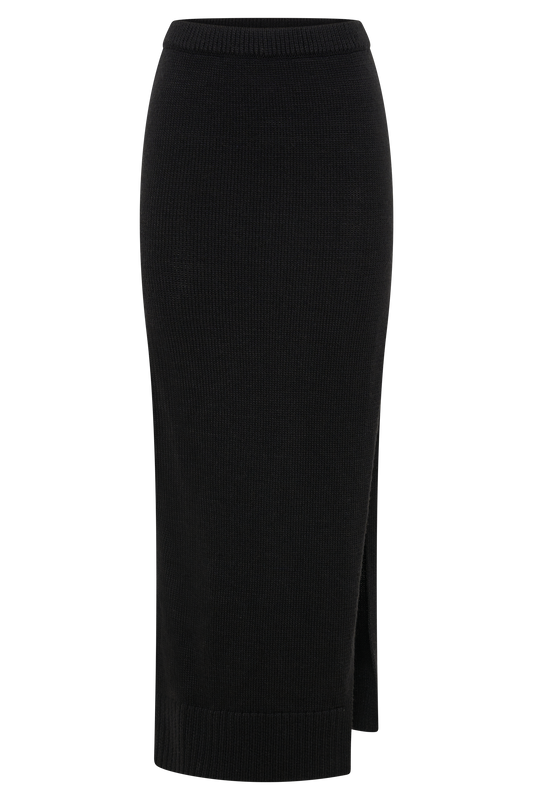 Brittany Knit Midi Skirt - Black