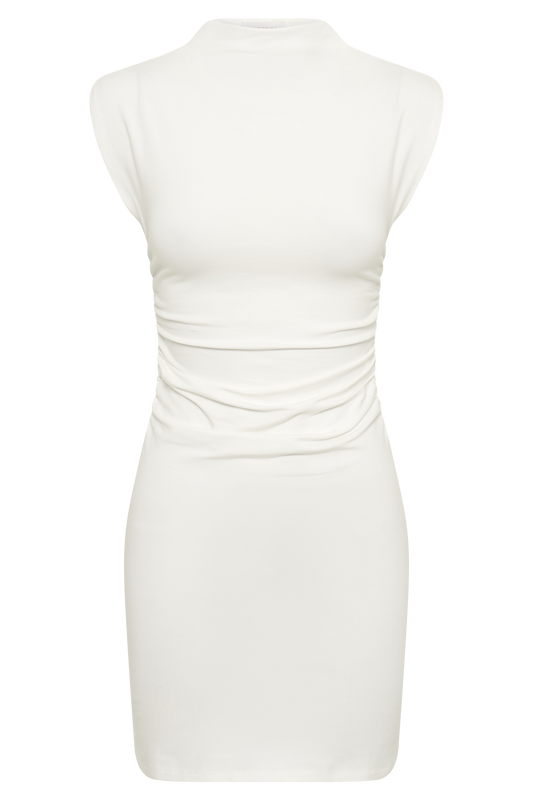 Melania High Neck Mini Dress - White