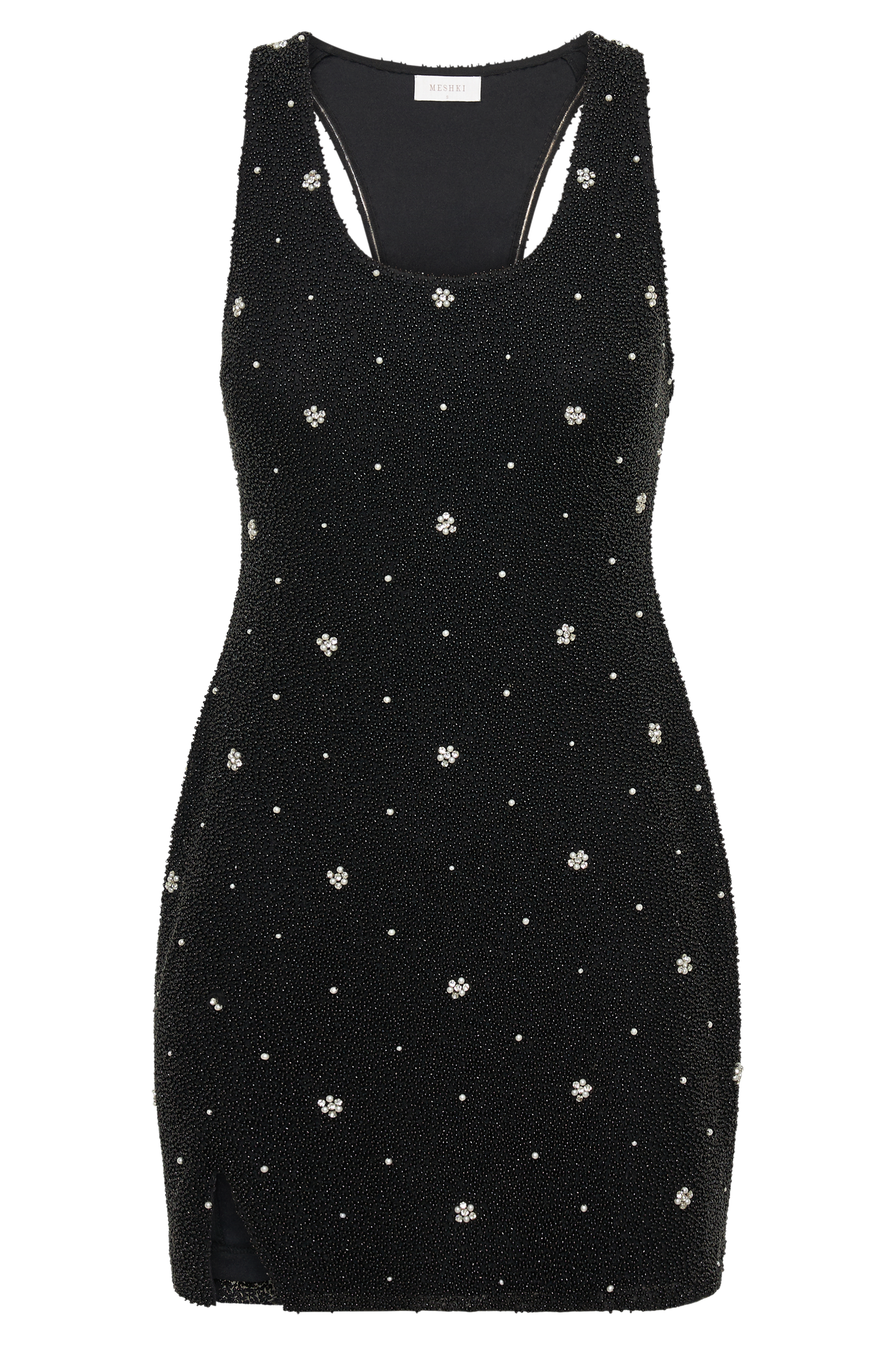 Laurel Beaded Micro Mini Dress With Racerback - Black