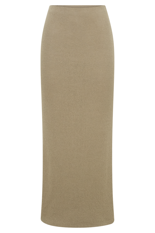 Maribelle Knit Maxi Skirt - Taupe - MESHKI U.S