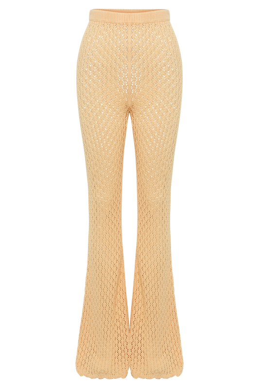 Rosana Crochet Straight Leg Pants - Apricot