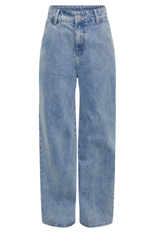 Roxy Wide Leg High Waist Denim Jeans - Mid Blue