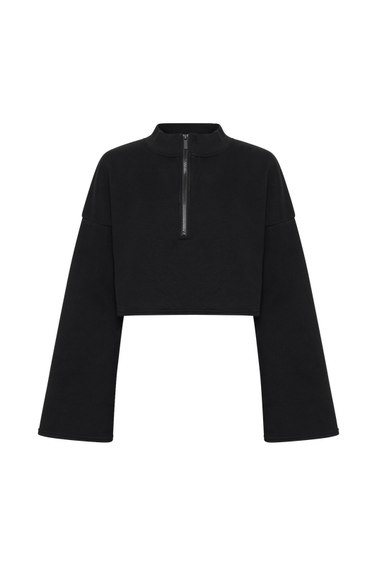 Dempsey Zip Flared Jumper - Black