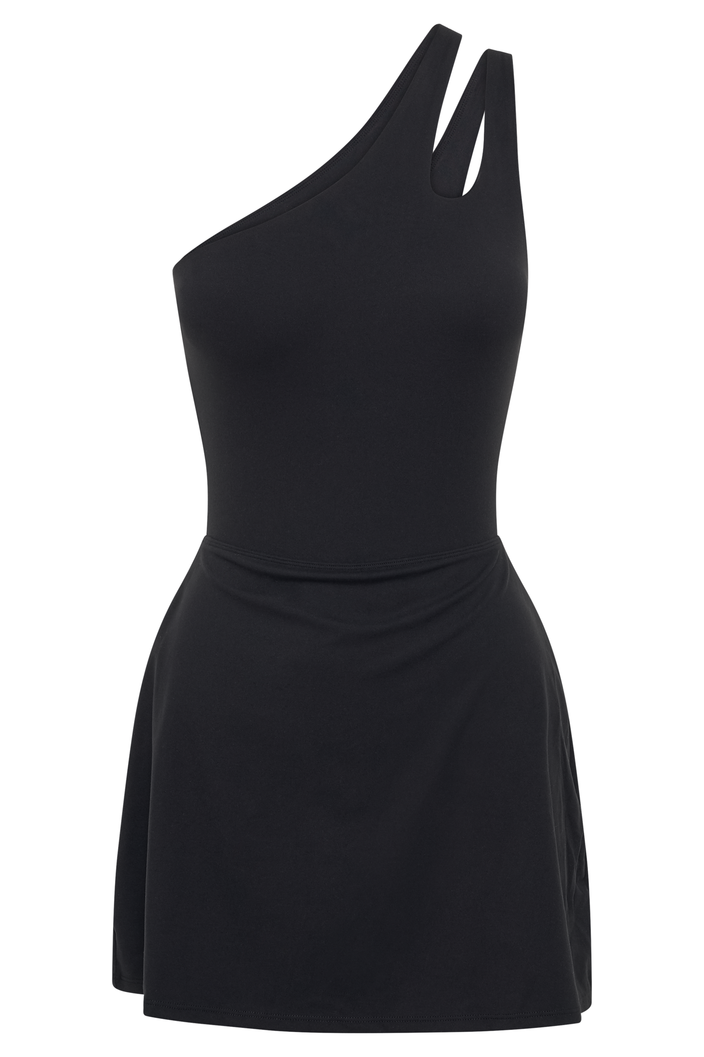 Maris One Shoulder Mini Dress - Black