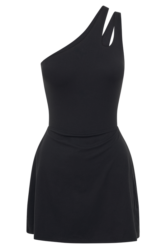 Maris One Shoulder Mini Dress - Black