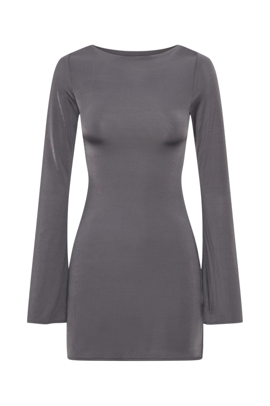 Tarna Slinky A-Line Mini Dress - Charcoal