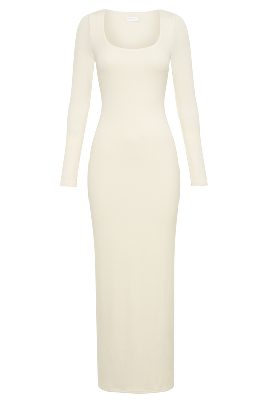 Vanessa Modal Long Sleeve Midi Dress - Bone