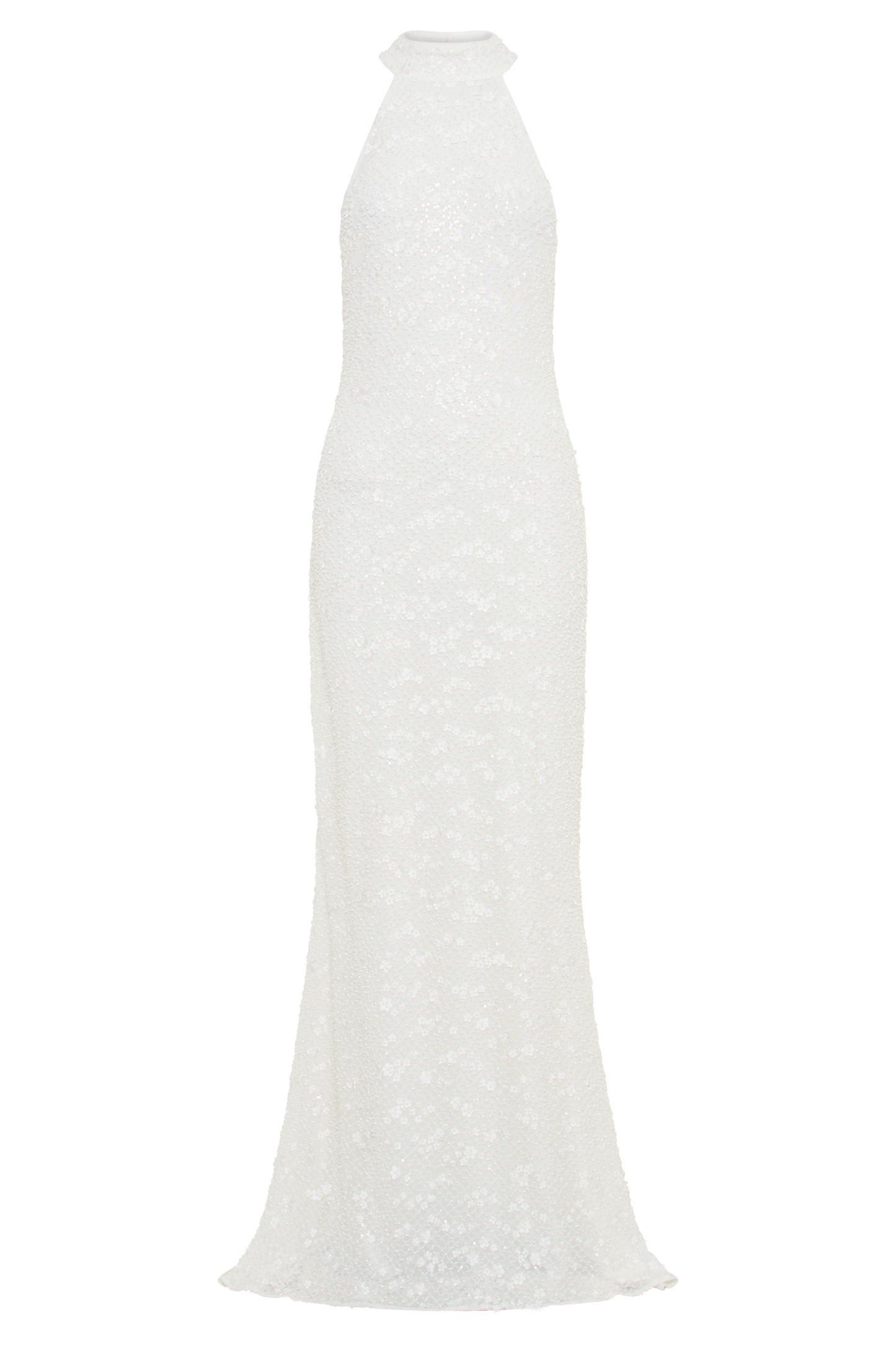 Emery Lace Halter Maxi Dress - White