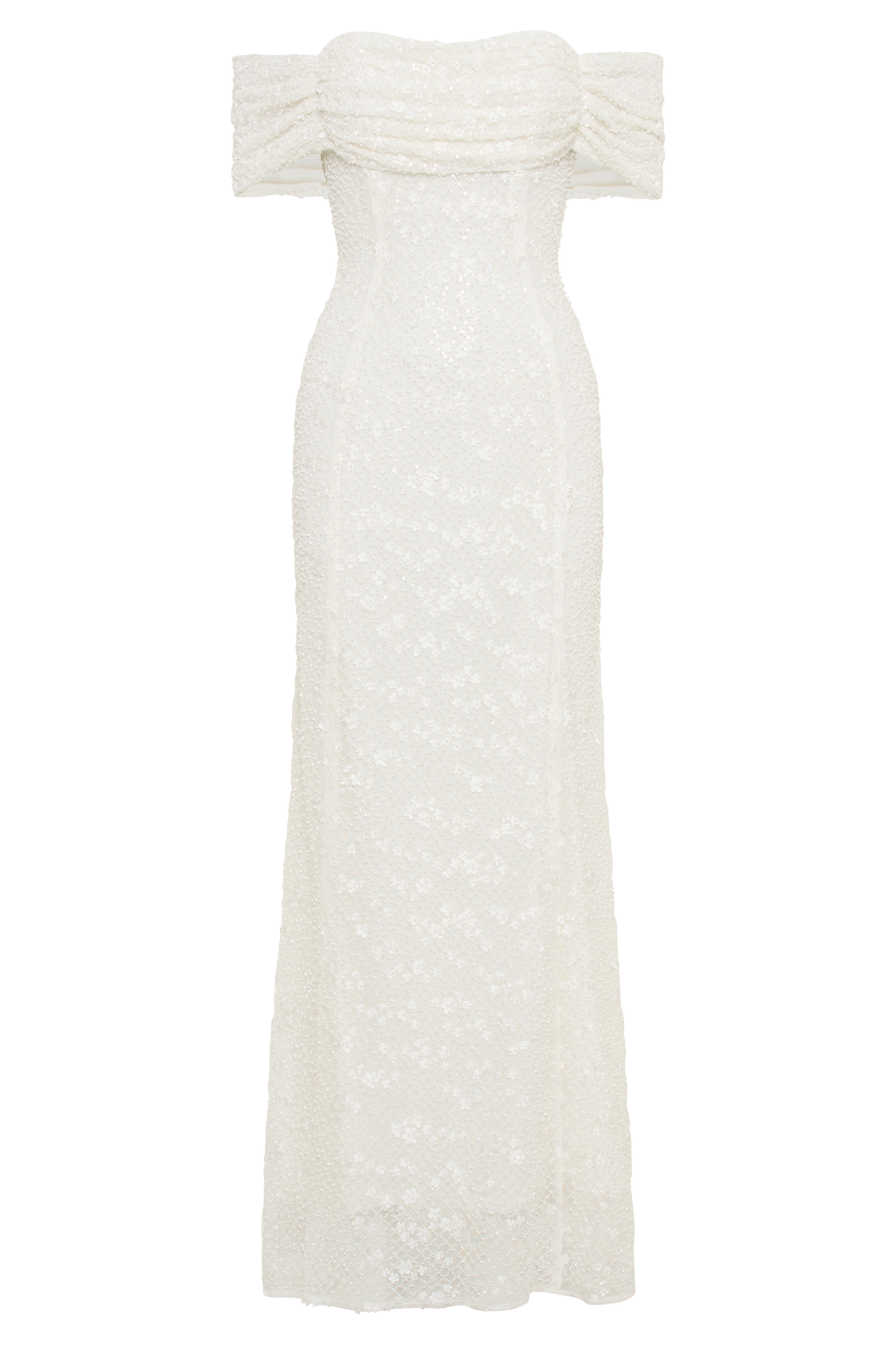 Priyanka Daisy Beaded Off Shoulder Wedding Gown - White