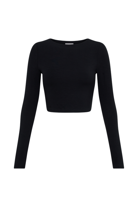 Abigail Long Sleeve Modal Top - Black